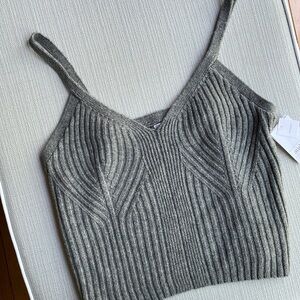 Auden Gray Ribbed Crop Tank Top size medium